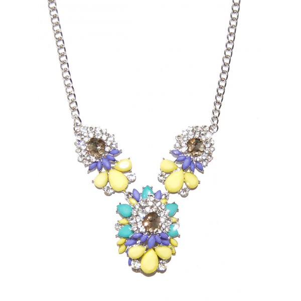 Mila Pastel Crystal Stone Clusters Necklace